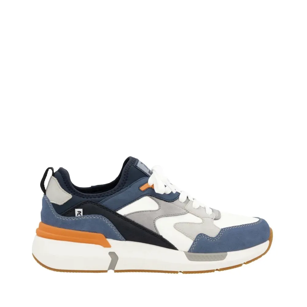 Rieker Men's Justus 03 Sneaker in Jeans/Dirty White/Cement
