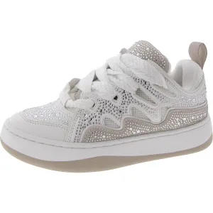 Roaring Womens Leather Rhinestone Casual And Fashion Sneakers
