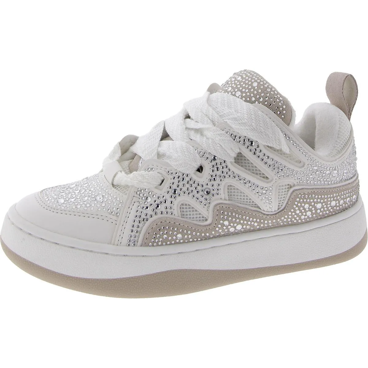 Roaring Womens Leather Rhinestone Casual And Fashion Sneakers