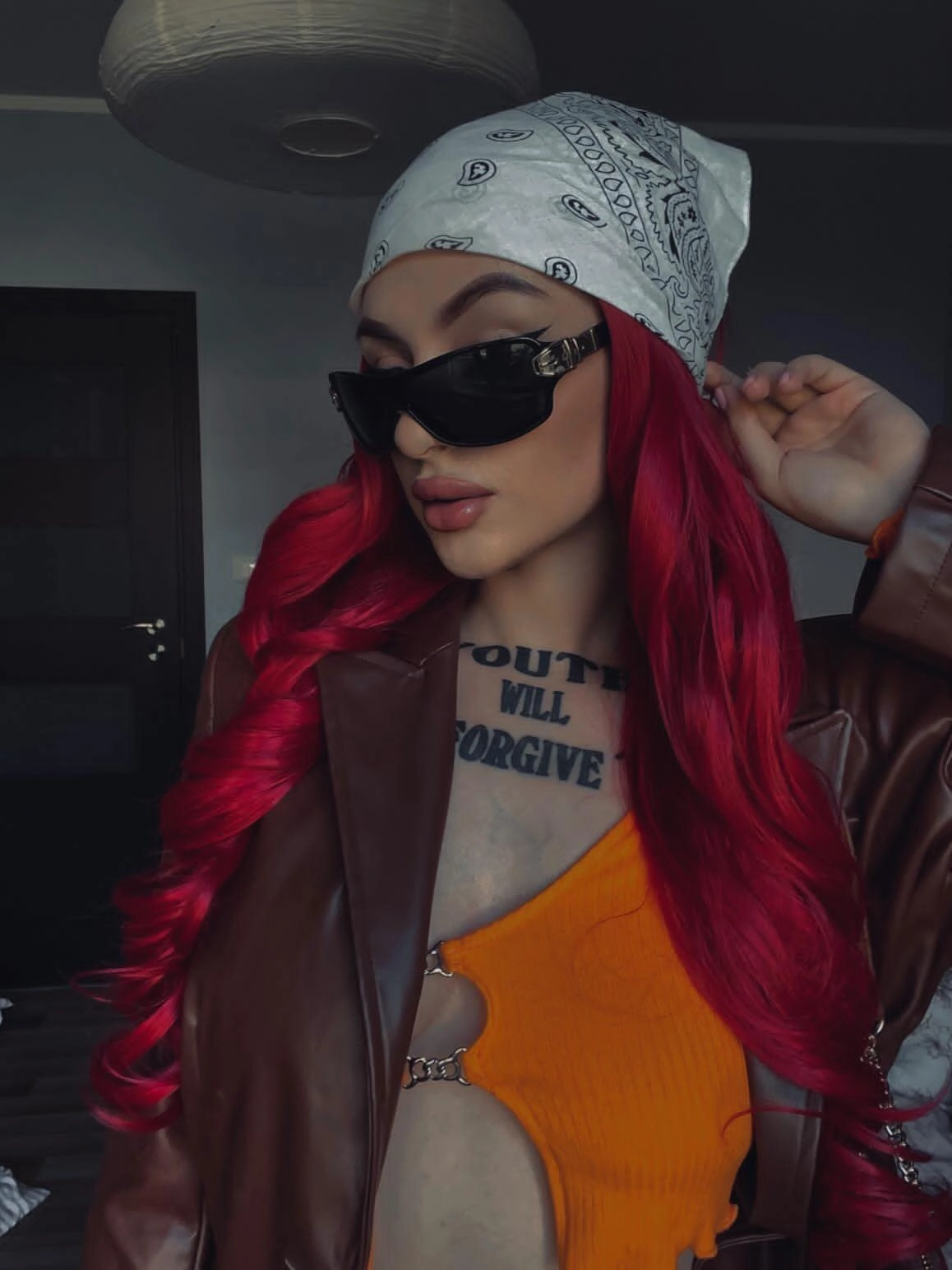 Rose Red Long Wave Synthetic Lace Front Daily Wig