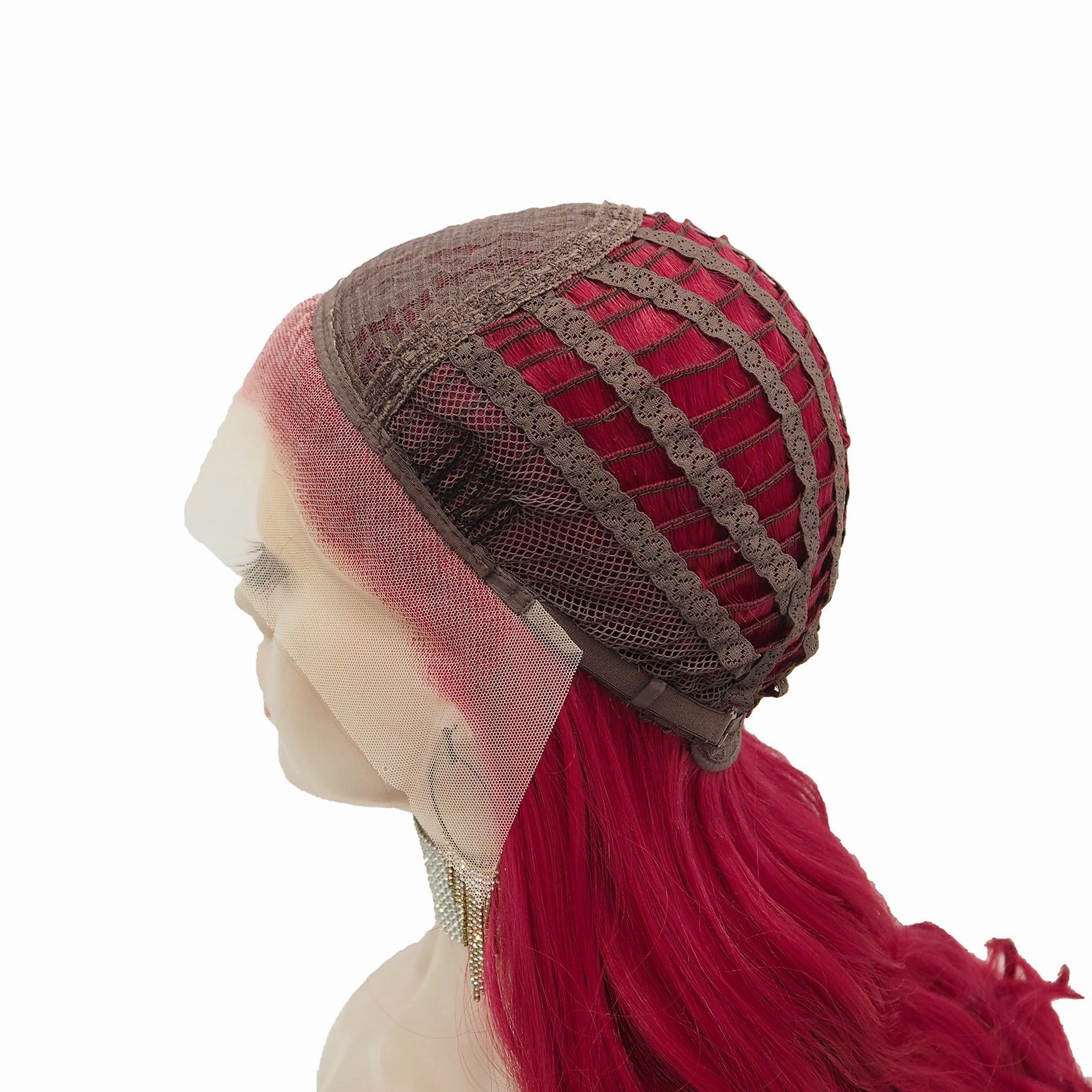 Rose Red Long Wave Synthetic Lace Front Daily Wig