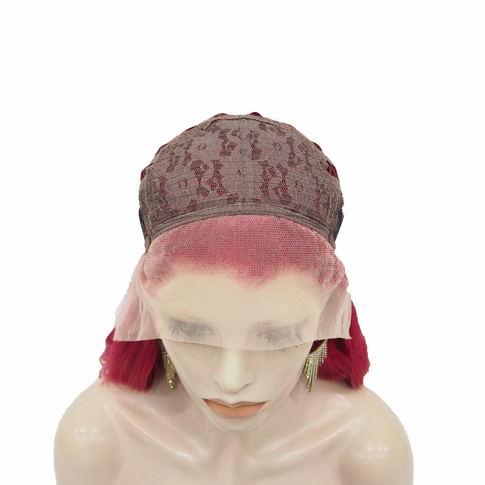 Rose Red Long Wave Synthetic Lace Front Daily Wig