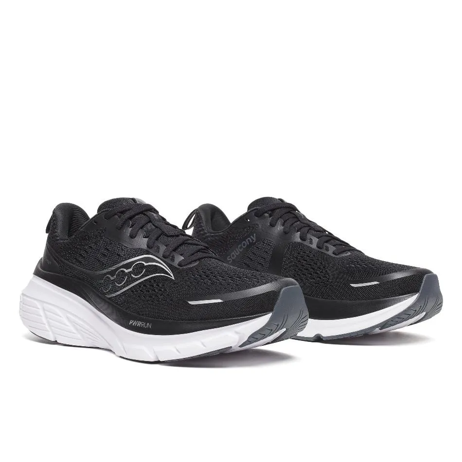 Saucony Men's Guide 18 Running Shoes in Black/White SS25