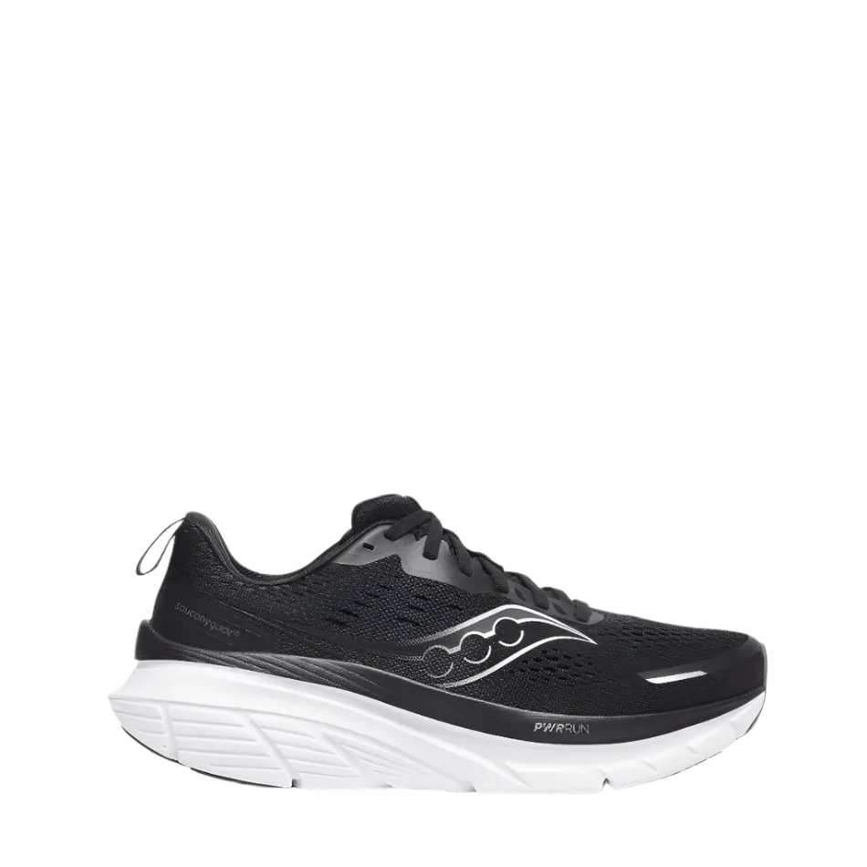 Saucony Men's Guide 18 Running Shoes in Black/White SS25