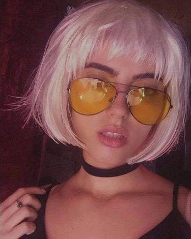 Short pink bob wig (ombre: pale pink and platinum): Louisa