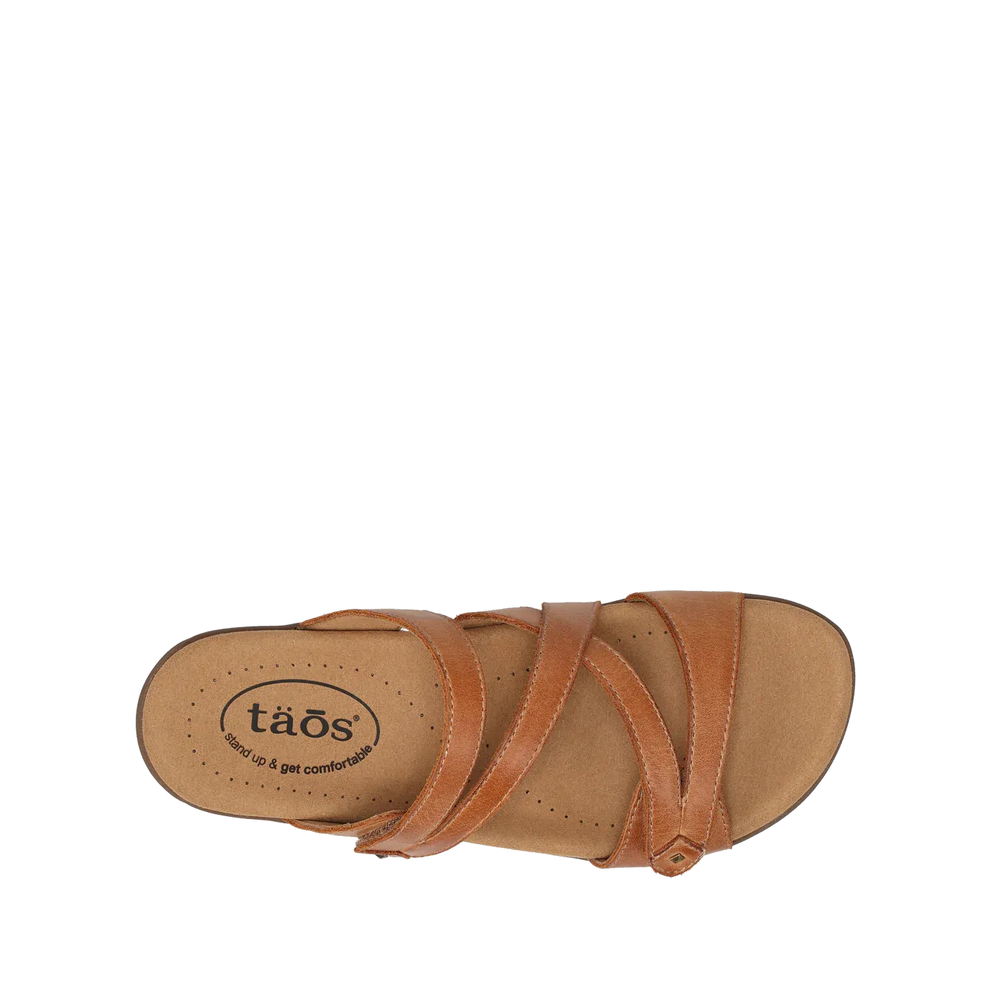 Taos Women's Double U Adjustable Strap Slide Sandal in Caramel