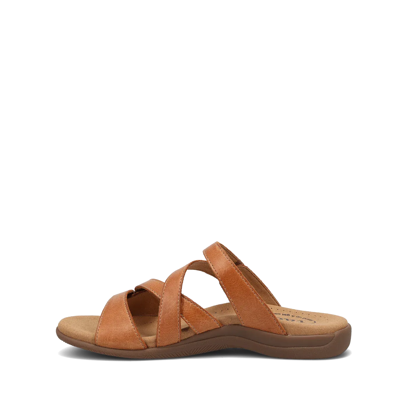 Taos Women's Double U Adjustable Strap Slide Sandal in Caramel