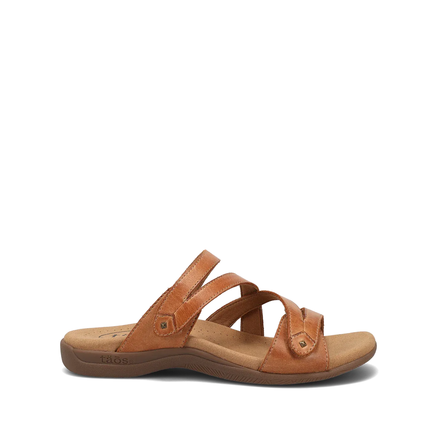 Taos Women's Double U Adjustable Strap Slide Sandal in Caramel