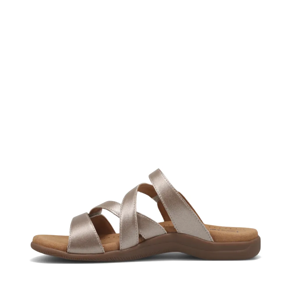 Taos Women's Double U Adjustable Strap Slide Sandal in Champagne