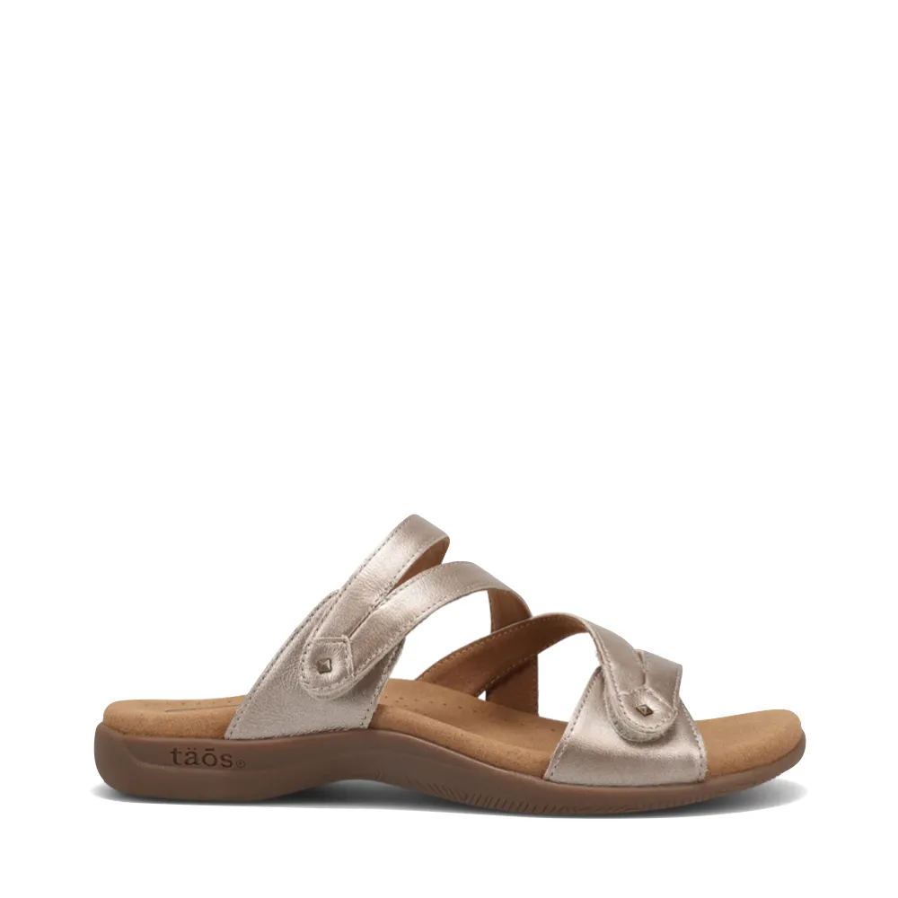 Taos Women's Double U Adjustable Strap Slide Sandal in Champagne