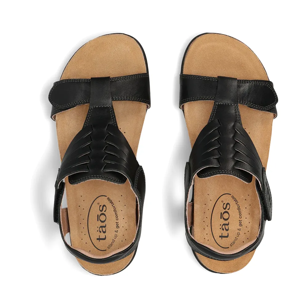 Taos Women's Wonderful Woven Leather Sandal in Black