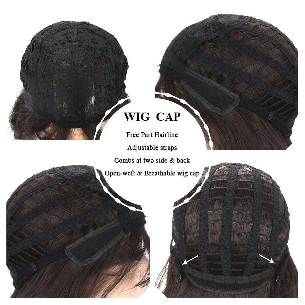 Taylor - Dark Brown Wavy Synthetic Wig With Bangs Imstyle
