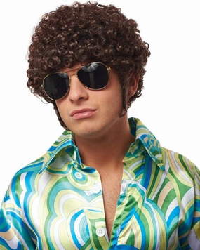 That 70s Guy Curly Brown Wig