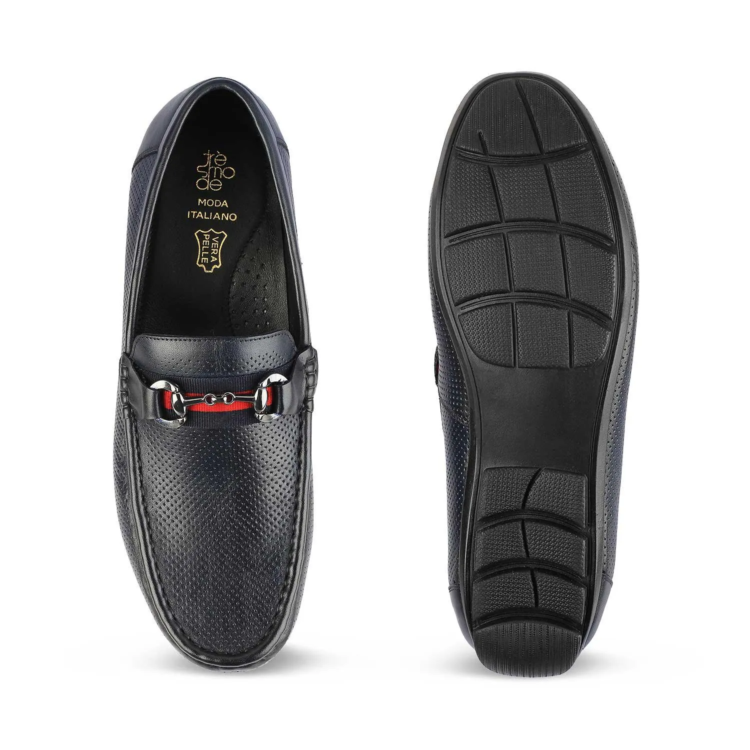 The Rottervam Navy Mens Driving Leather Loafer