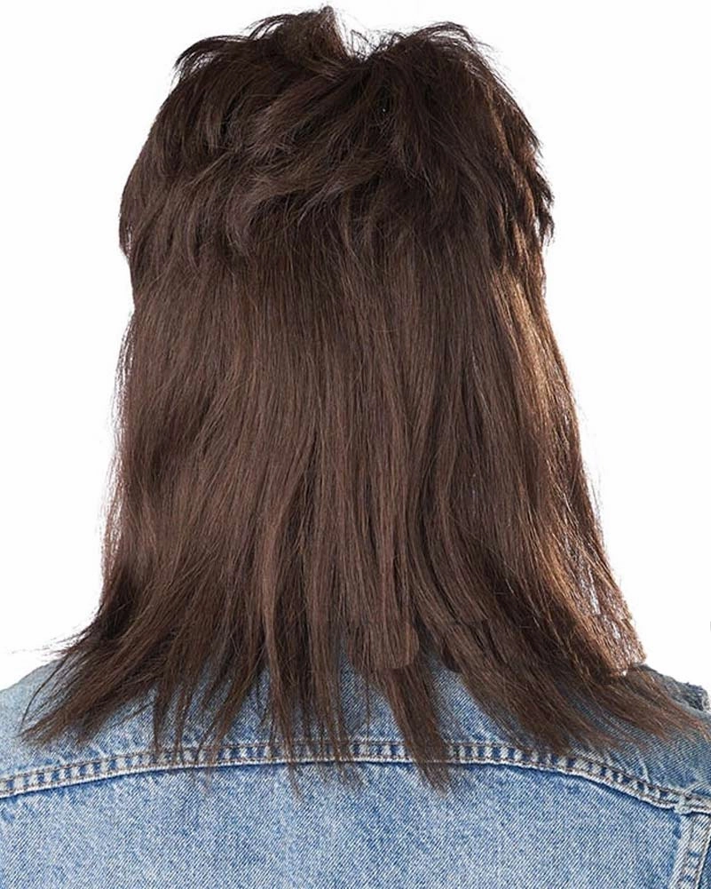 The Lone Wolf Brown Mullet Wig and Moustache