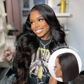 Upgraded Knot-Free 13x6 Fitted Cap Glueless Skin Melt Lace Front Wig Body Wave