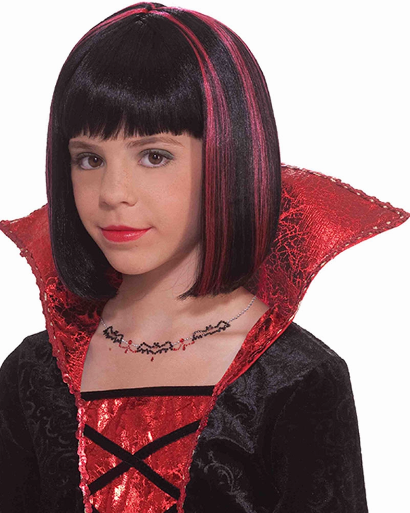 Vampire Princess Black and Red Bob Kids Wig