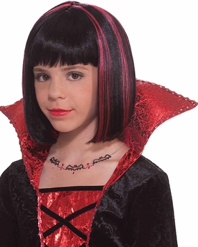 Vampire Princess Black and Red Bob Kids Wig
