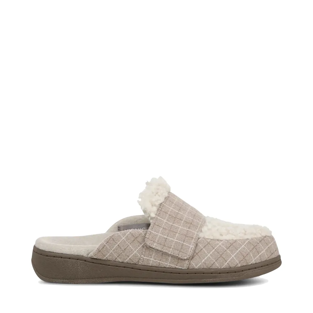 Vionic Women's Gemma II Mule Slipper in Cream Plaid