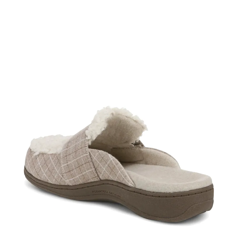 Vionic Women's Gemma II Mule Slipper in Cream Plaid