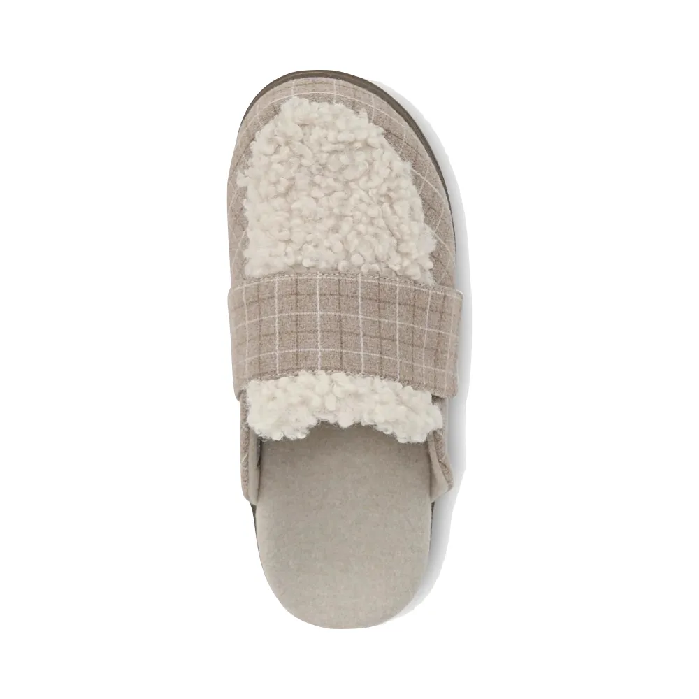 Vionic Women's Gemma II Mule Slipper in Cream Plaid