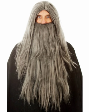 Wizard Long Grey Wig and Beard