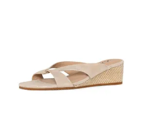 Women's Contessa Wedge Sandals In Sand Light Gold Metallic Suede