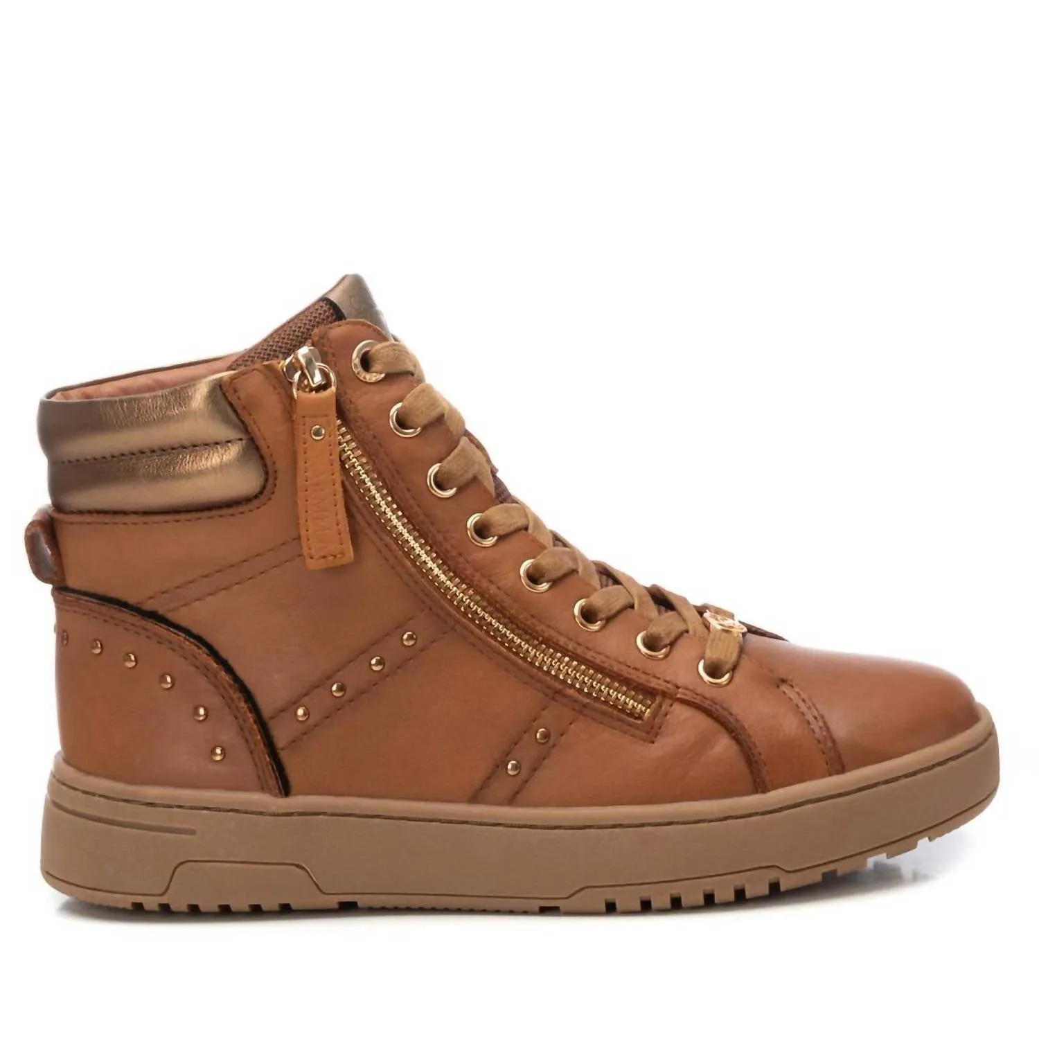 Women's Leather Ankle Booties In Camel