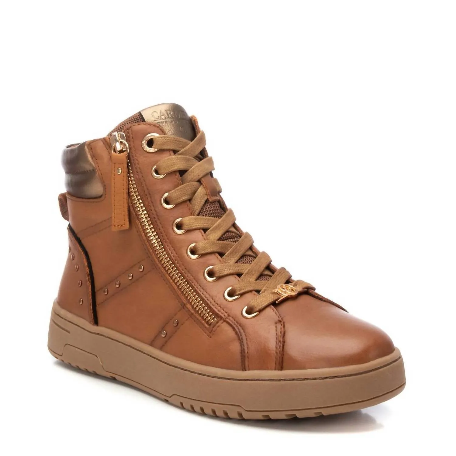 Women's Leather Ankle Booties In Camel