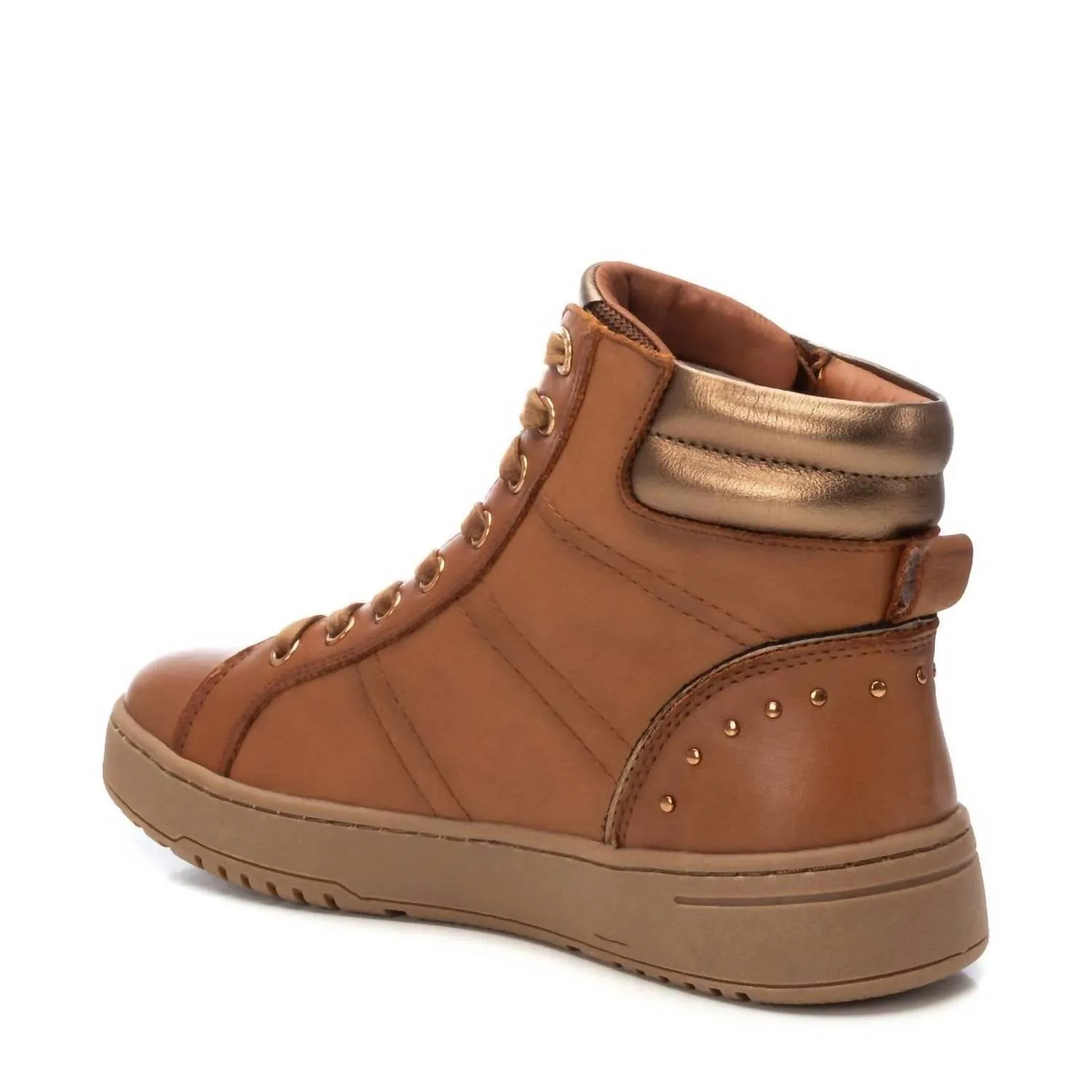 Women's Leather Ankle Booties In Camel