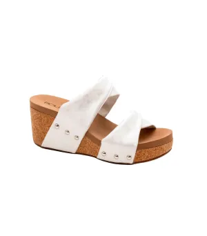 Women's Stranded Wedge Sandal In White Metallic