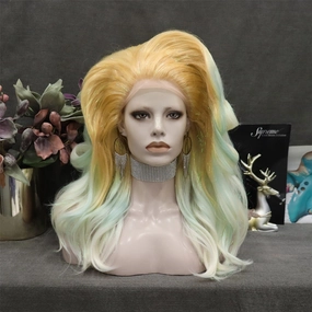 Yellow and Green Ombre Lace Front Drag Queen Styled Wig